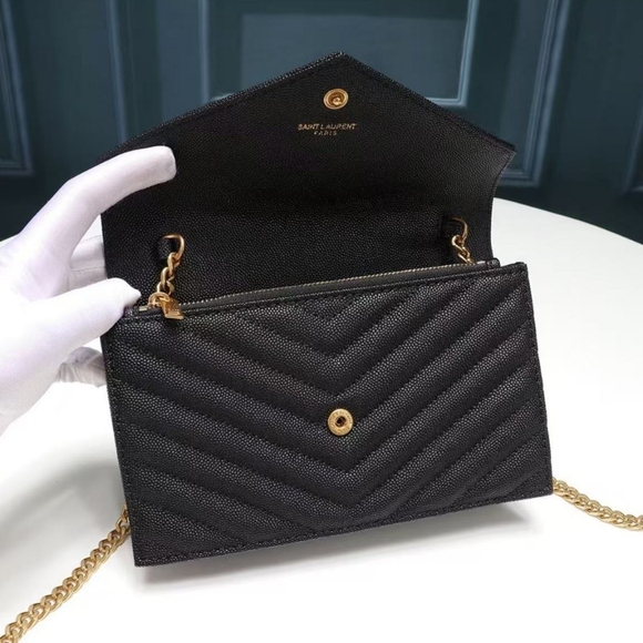 YSL Wallet on Chainin Black